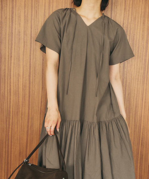 U by SPICK&SPAN(ユーバイスピックアンドスパン)の「2WAYハーフスリーブコットンロングワンピース(ワンピース・レディース・カーキ/ブラック/ブルー・36)」の21枚目の写真