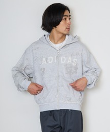 adidas/アディダス ORI AOA FULLZIP オリジナルス AOA フルジップ パーカー プリント 総柄 オーバーサイズ カンガルーポケット メンズ レディース 秋 秋服 2026年秋冬
