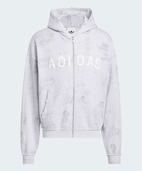 adidas(アディダス)の「adidas/アディダス ORI AOA FULLZIP オリジナルス AOA フルジップ パーカー プリント 総柄 オーバーサイズ カンガルーポケット メンズ レディース 秋 秋服 2026年秋冬(パーカー・メンズ・グレー・S/M/L/XL)」の2枚目の写真