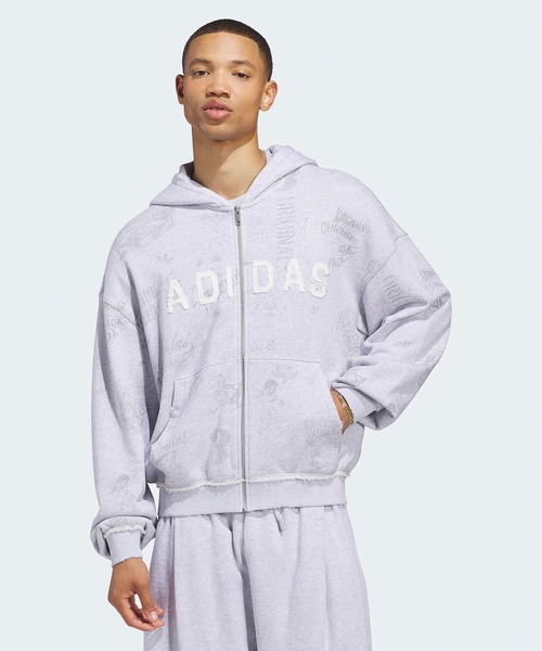 adidas(アディダス)の「adidas/アディダス ORI AOA FULLZIP オリジナルス AOA フルジップ パーカー プリント 総柄 オーバーサイズ カンガルーポケット メンズ レディース 秋 秋服 2026年秋冬(パーカー・メンズ・グレー・S/M/L/XL)」の21枚目の写真