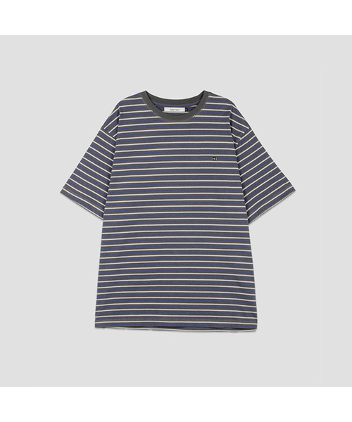 ATELIER NAIN(アトリエナイン)の「MULTI STRIPE BOXY TEE (T-7216)(Tシャツ/カットソー・レディース・グレー/ブルー/ダークグレー・FREE)」の3枚目の写真