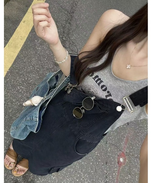 FAVORITO(ファヴォリート)の「トップス+ストラップワンピースセットアップ(セットアップ・レディース・ブラック/ピンク/ベージュ・F)」の4枚目の写真