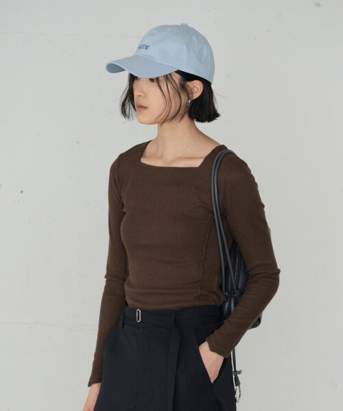 GALLEST（ギャレスト）の「スクエアネックリブカットソー（Tシャツ/カットソー・レディース・ピンク系その他/スミクロ/ブラウン系その他/ライトグレー系8・38）」の5枚目の写真