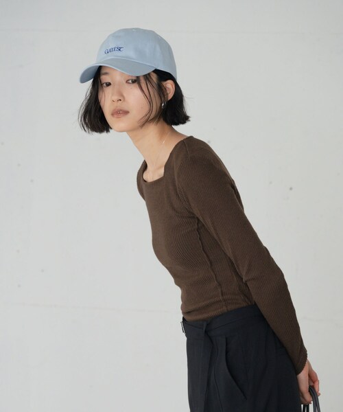 GALLEST（ギャレスト）の「スクエアネックリブカットソー（Tシャツ/カットソー・レディース・ピンク系その他/スミクロ/ブラウン系その他/ライトグレー系8・38）」の6枚目の写真