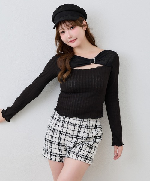 one after another NICE CLAUP(ワンアフターアナザーナイスクラップ)の「バックル付きテレコトップス(Tシャツ/カットソー・レディース・ブラック/ベージュ/オフホワイト・FREE)」の12枚目の写真