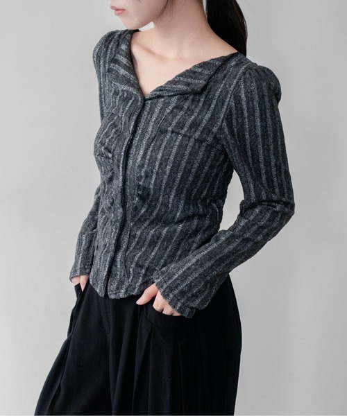 on:nue(オンニュ)の「【on:nue】フロントギャザー起毛リブカーディガン /26-27 AW COLLECTION(カーディガン/ボレロ・レディース・ダークグレー/ピンク/ベージュ・FREE)」の1枚目の写真