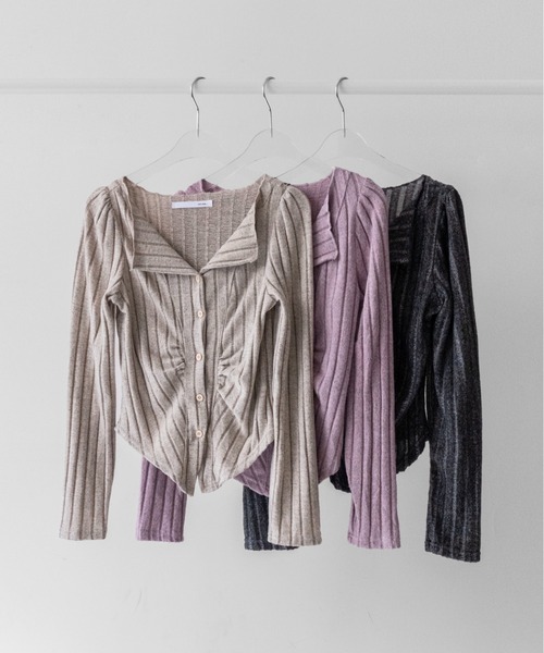 on:nue(オンニュ)の「【on:nue】フロントギャザー起毛リブカーディガン /26-27 AW COLLECTION(カーディガン/ボレロ・レディース・ダークグレー/ピンク/ベージュ・FREE)」の15枚目の写真