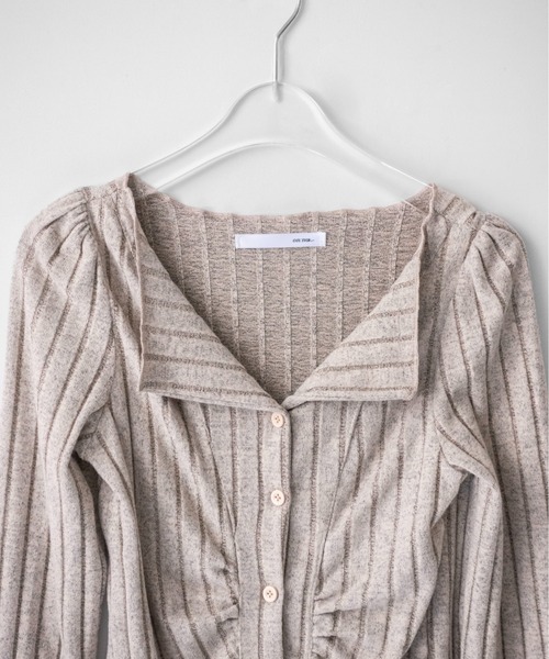 on:nue(オンニュ)の「【on:nue】フロントギャザー起毛リブカーディガン /26-27 AW COLLECTION(カーディガン/ボレロ・レディース・ダークグレー/ピンク/ベージュ・FREE)」の6枚目の写真