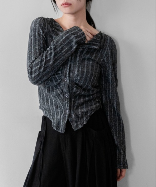 on:nue(オンニュ)の「【on:nue】フロントギャザー起毛リブカーディガン /26-27 AW COLLECTION(カーディガン/ボレロ・レディース・ダークグレー/ピンク/ベージュ・FREE)」の18枚目の写真