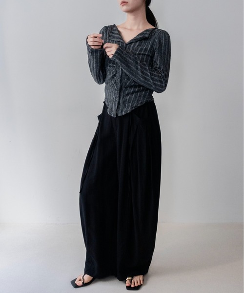 on:nue(オンニュ)の「【on:nue】フロントギャザー起毛リブカーディガン /26-27 AW COLLECTION(カーディガン/ボレロ・レディース・ダークグレー/ピンク/ベージュ・FREE)」の12枚目の写真