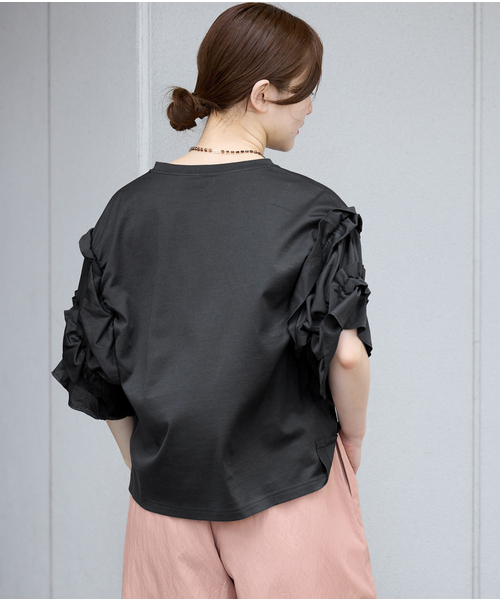 IENA(イエナ)の「袖ギャザーフリルカットソー(Tシャツ/カットソー・レディース・ホワイト/チャコールグレー/ブラック・FREE)」の19枚目の写真