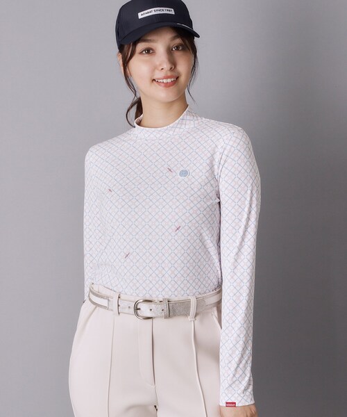 adabat(アダバット)の「ティーチェックプリントスムースモックT(Tシャツ/カットソー・レディース・ピンク系1/ホワイト系1・40/38/42)」の1枚目の写真
