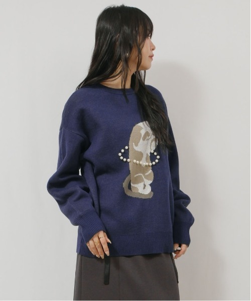 palm RICHE(ポームリシュ)の「猫ニット(ニット/セーター・レディース・レッド/ネイビー/チャコールグレー・M)」の22枚目の写真