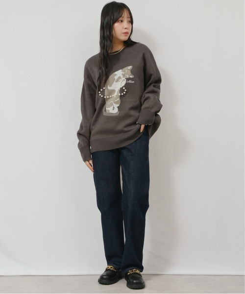 palm RICHE(ポームリシュ)の「猫ニット(ニット/セーター・レディース・レッド/ネイビー/チャコールグレー・M)」の5枚目の写真