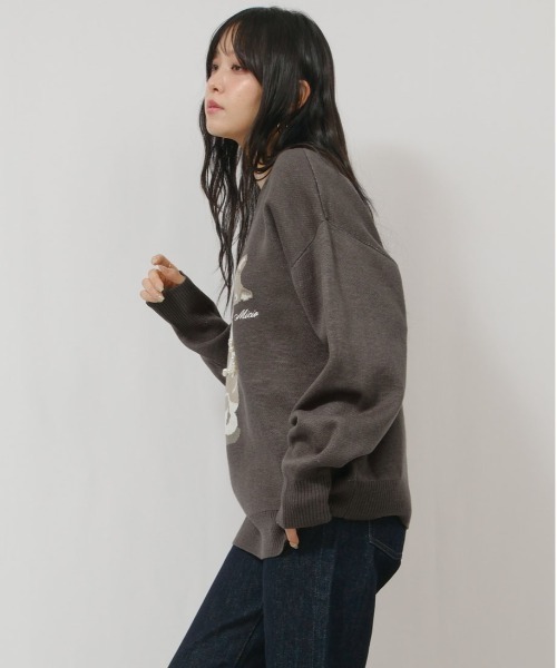 palm RICHE(ポームリシュ)の「猫ニット(ニット/セーター・レディース・レッド/ネイビー/チャコールグレー・M)」の9枚目の写真