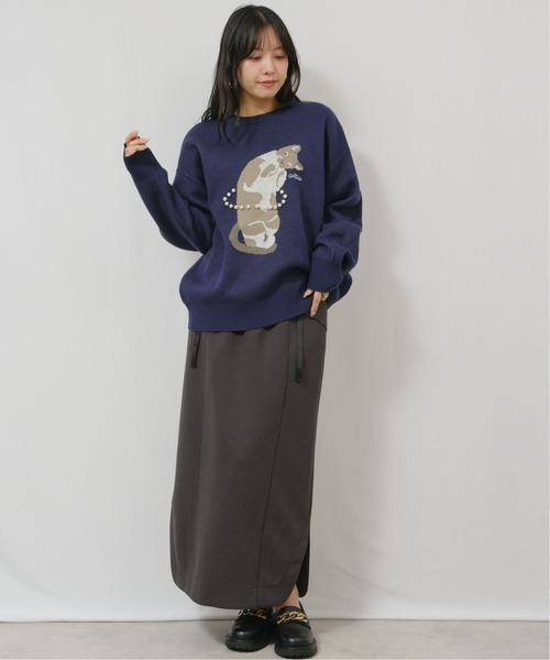 palm RICHE(ポームリシュ)の「猫ニット(ニット/セーター・レディース・レッド/ネイビー/チャコールグレー・M)」の12枚目の写真