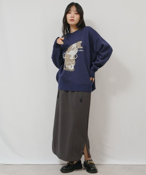palm RICHE(ポームリシュ)の「猫ニット(ニット/セーター・レディース・レッド/ネイビー/チャコールグレー・M)」の13枚目の写真