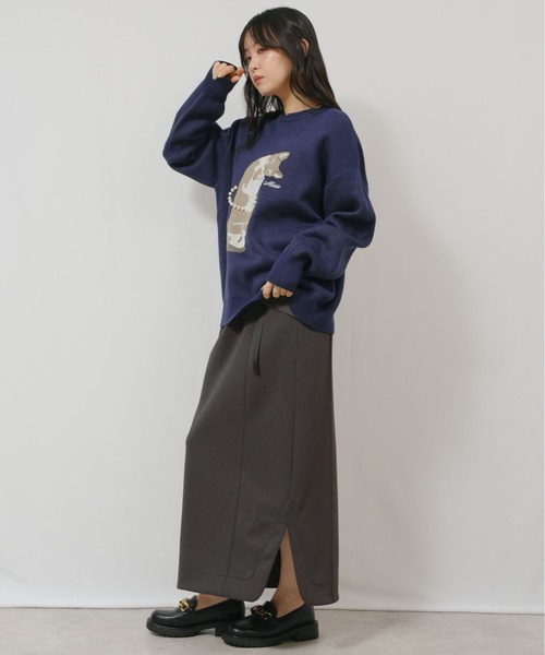 palm RICHE(ポームリシュ)の「猫ニット(ニット/セーター・レディース・レッド/ネイビー/チャコールグレー・M)」の14枚目の写真