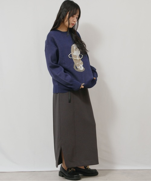 palm RICHE(ポームリシュ)の「猫ニット(ニット/セーター・レディース・レッド/ネイビー/チャコールグレー・M)」の19枚目の写真