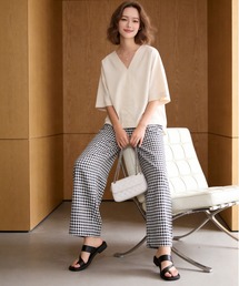 Sew loop（ソーループ）の「ギンガムチェックリラックスストレートパンツウエストゴム仕様（スラックス）」