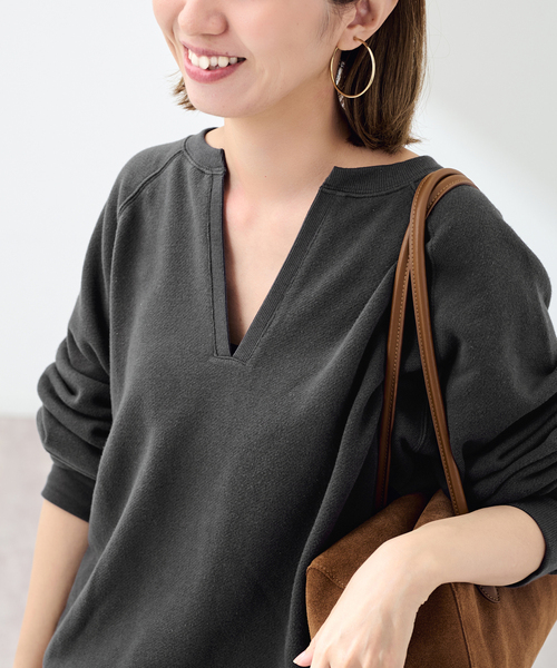 FRAMeWORK(フレームワーク)の「≪追加≫Butter Terry キーネックスウェット(スウェット・レディース・チャコールグレー/ライトイエロー/ホワイト・FREE)」の10枚目の写真