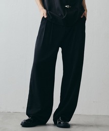High-Waisted Two-Tuck Wide-Leg Straight Slacks / ハイウエスト2タックワイドストレートスラックス
