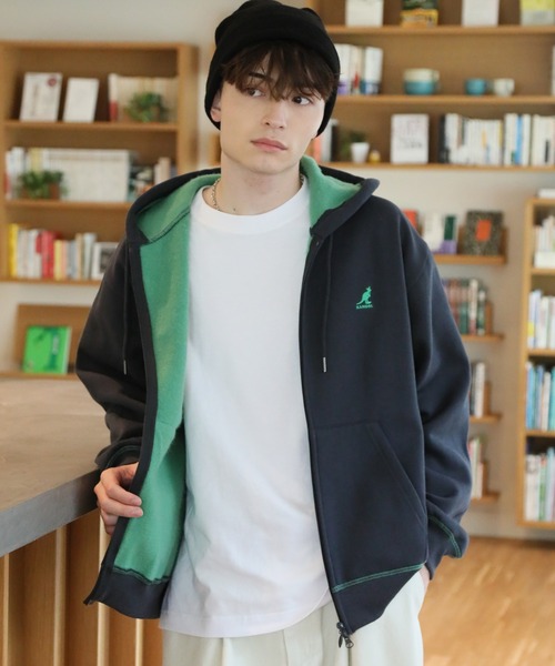 KANGOL(カンゴール)の「【KANGOL/カンゴール】別注 裏起毛 ロゴ刺繍 配色 パーカー(パーカー・メンズ・カーキ/ブラック/ネイビー/チャコールグレー/ライトグレー・L/XL/M)」の20枚目の写真