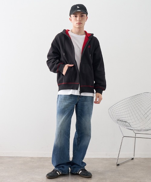 KANGOL(カンゴール)の「【KANGOL/カンゴール】別注 裏起毛 ロゴ刺繍 配色 パーカー(パーカー・メンズ・カーキ/ブラック/ネイビー/チャコールグレー/ライトグレー・L/XL/M)」の14枚目の写真