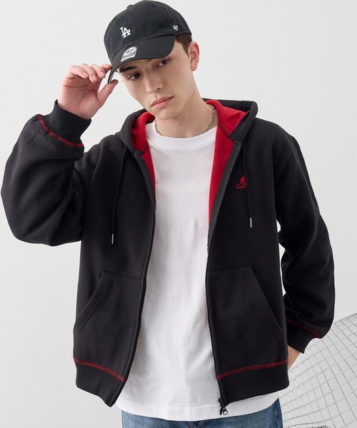 KANGOL(カンゴール)の「【KANGOL/カンゴール】別注 裏起毛 ロゴ刺繍 配色 パーカー(パーカー・メンズ・カーキ/ブラック/ネイビー/チャコールグレー/ライトグレー・L/XL/M)」の13枚目の写真