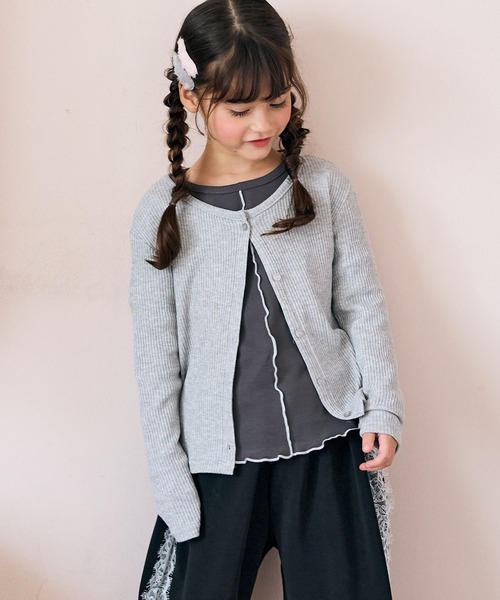 Piet(ピエット)の「ラメリブカーディガン(カーディガン/ボレロ・キッズ・サックスブルー/グレー・120/110/130/100)」の13枚目の写真