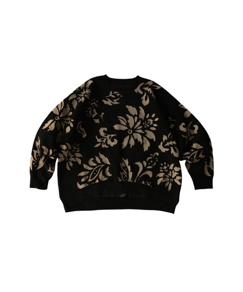 antiqua（アンティカ）の「モールヤーン 花柄 ニット（ニット/セーター・レディース・ブラック×ベージュ/グレー系その他・ONESIZE）」の16枚目の写真