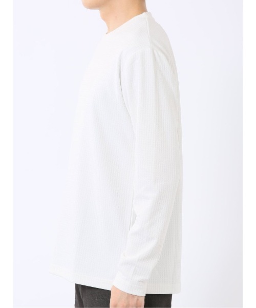 TAKA-Q（タカキュー）の「Tシャツ メンズ 長袖 クルーネック 綿混 ワッフル ジャガード（Tシャツ/カットソー・メンズ・ブラック/ホワイト×ブラック/ホワイト・MEDIUM/X-LARGE/LARGE）」の7枚目の写真