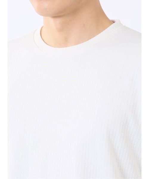 TAKA-Q（タカキュー）の「Tシャツ メンズ 長袖 クルーネック 綿混 ワッフル ジャガード（Tシャツ/カットソー・メンズ・ブラック/ホワイト×ブラック/ホワイト・MEDIUM/X-LARGE/LARGE）」の9枚目の写真