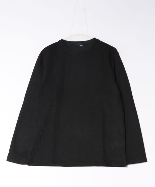 TAKA-Q（タカキュー）の「Tシャツ メンズ 長袖 クルーネック 綿混 ワッフル ジャガード（Tシャツ/カットソー・メンズ・ブラック/ホワイト×ブラック/ホワイト・MEDIUM/X-LARGE/LARGE）」の21枚目の写真