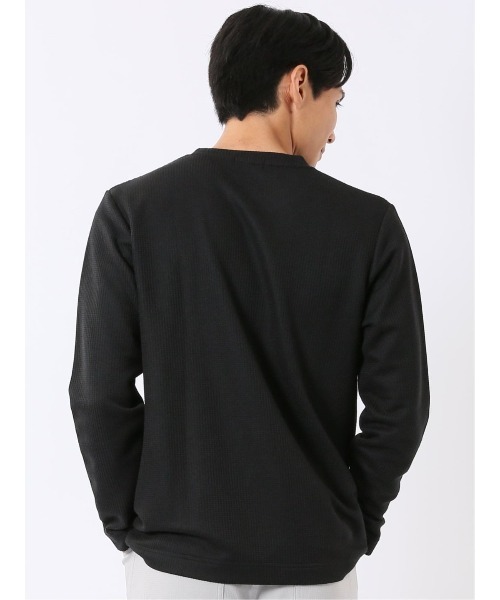 TAKA-Q（タカキュー）の「Tシャツ メンズ 長袖 クルーネック 綿混 ワッフル ジャガード（Tシャツ/カットソー・メンズ・ブラック/ホワイト×ブラック/ホワイト・MEDIUM/X-LARGE/LARGE）」の13枚目の写真