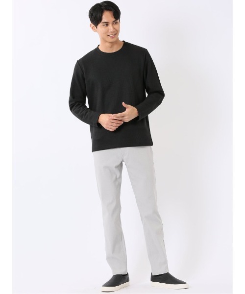 TAKA-Q（タカキュー）の「Tシャツ メンズ 長袖 クルーネック 綿混 ワッフル ジャガード（Tシャツ/カットソー・メンズ・ブラック/ホワイト×ブラック/ホワイト・MEDIUM/X-LARGE/LARGE）」の15枚目の写真