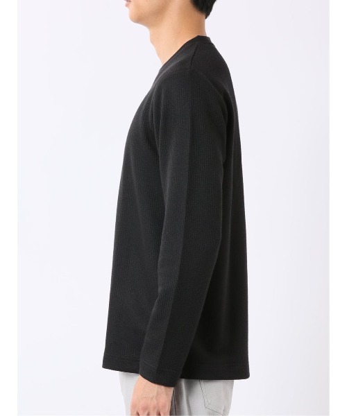 TAKA-Q（タカキュー）の「Tシャツ メンズ 長袖 クルーネック 綿混 ワッフル ジャガード（Tシャツ/カットソー・メンズ・ブラック/ホワイト×ブラック/ホワイト・MEDIUM/X-LARGE/LARGE）」の17枚目の写真
