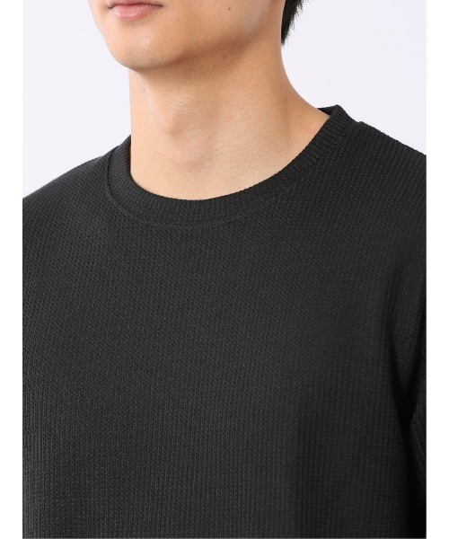 TAKA-Q（タカキュー）の「Tシャツ メンズ 長袖 クルーネック 綿混 ワッフル ジャガード（Tシャツ/カットソー・メンズ・ブラック/ホワイト×ブラック/ホワイト・MEDIUM/X-LARGE/LARGE）」の19枚目の写真