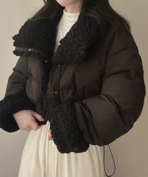 yuue' ( wear )(ユーイ)の「リバーシブルショート中綿ダウンジャケット/ボアジャケット(ダウンジャケット/コート・レディース・ブラック/グレー・FREE)」の7枚目の写真