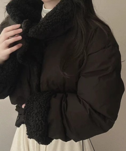 yuue' ( wear )(ユーイ)の「リバーシブルショート中綿ダウンジャケット/ボアジャケット(ダウンジャケット/コート・レディース・ブラック/グレー・FREE)」の14枚目の写真