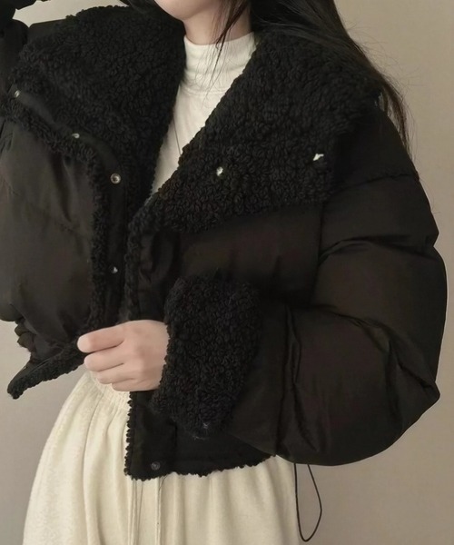 yuue' ( wear )(ユーイ)の「リバーシブルショート中綿ダウンジャケット/ボアジャケット(ダウンジャケット/コート・レディース・ブラック/グレー・FREE)」の3枚目の写真