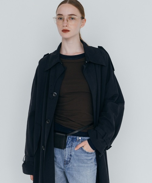 CREDONA(クレドナ)の「WASHED VOLUME TRENCH COAT/ウォッシュド ボリューム トレンチ コート(トレンチコート・レディース・ネイビー/ベージュ・0/1)」の16枚目の写真