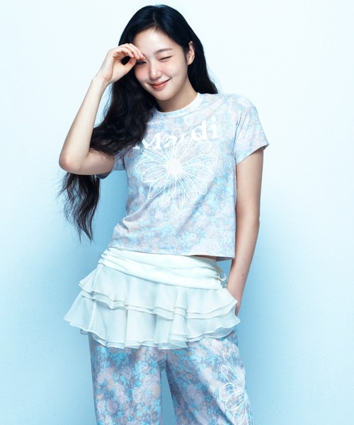 Mardi Mercredi(マルディメクルディ)の「JOGGER PANTS FLEUR FLOWER / ジョガー パンツ フルール フラワー(スウェットパンツ・レディース・ピンク/ブルー・FREE)」の3枚目の写真