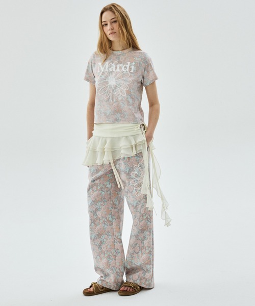 Mardi Mercredi(マルディメクルディ)の「JOGGER PANTS FLEUR FLOWER / ジョガー パンツ フルール フラワー(スウェットパンツ・レディース・ピンク/ブルー・FREE)」の13枚目の写真