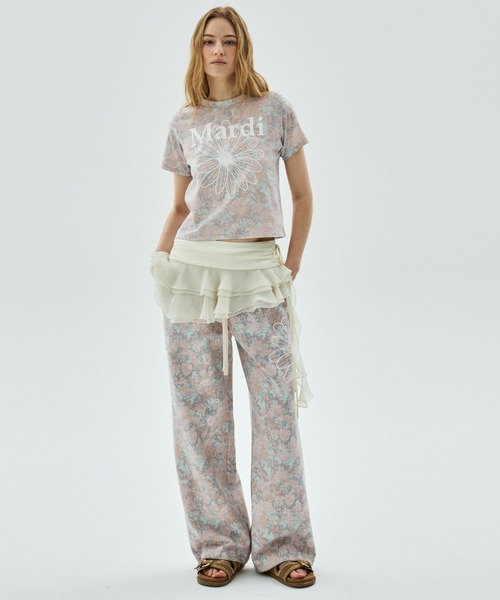 Mardi Mercredi(マルディメクルディ)の「JOGGER PANTS FLEUR FLOWER / ジョガー パンツ フルール フラワー(スウェットパンツ・レディース・ピンク/ブルー・FREE)」の14枚目の写真