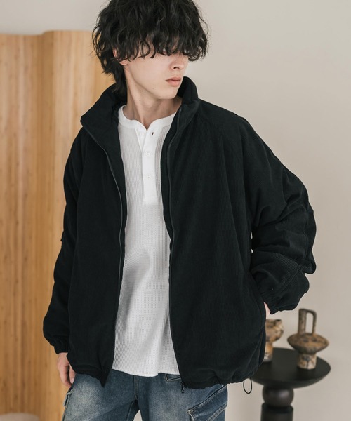 Rocky Monroe(ロッキーモンロー)の「コーデュロイ中綿スタンドブルゾン/オーバーサイズ中綿ジャケット(ブルゾン・メンズ・チャコール/ブラック/キャメル/カーキ/ベージュ/ブラウン・M/L/XL)」の13枚目の写真