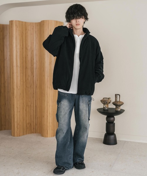 Rocky Monroe(ロッキーモンロー)の「コーデュロイ中綿スタンドブルゾン/オーバーサイズ中綿ジャケット(ブルゾン・メンズ・チャコール/ブラック/キャメル/カーキ/ベージュ/ブラウン・M/L/XL)」の10枚目の写真
