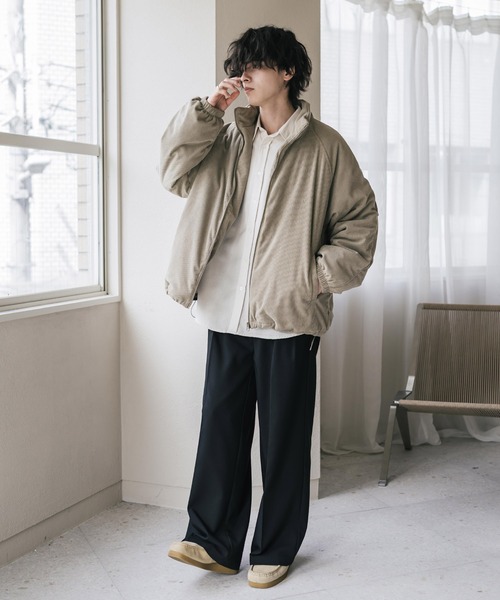 Rocky Monroe(ロッキーモンロー)の「コーデュロイ中綿スタンドブルゾン/オーバーサイズ中綿ジャケット(ブルゾン・メンズ・チャコール/ブラック/キャメル/カーキ/ベージュ/ブラウン・M/L/XL)」の19枚目の写真