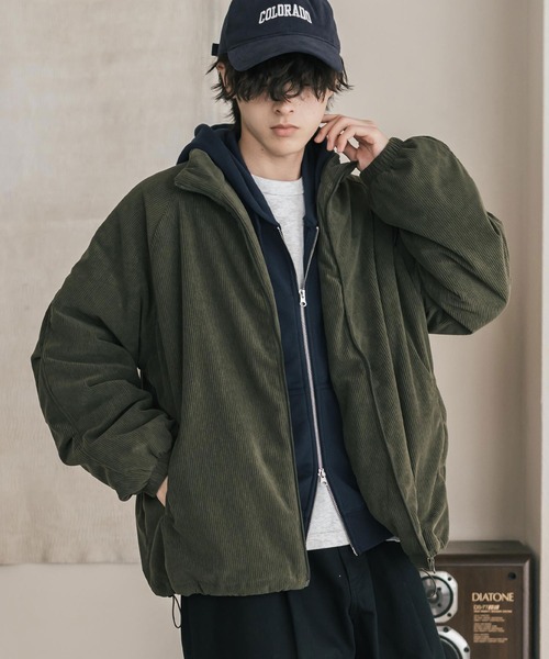 Rocky Monroe(ロッキーモンロー)の「コーデュロイ中綿スタンドブルゾン/オーバーサイズ中綿ジャケット(ブルゾン・メンズ・チャコール/ブラック/キャメル/カーキ/ベージュ/ブラウン・M/L/XL)」の16枚目の写真