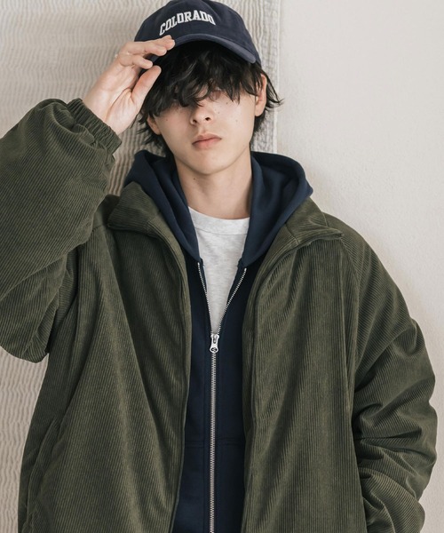 Rocky Monroe(ロッキーモンロー)の「コーデュロイ中綿スタンドブルゾン/オーバーサイズ中綿ジャケット(ブルゾン・メンズ・チャコール/ブラック/キャメル/カーキ/ベージュ/ブラウン・M/L/XL)」の7枚目の写真